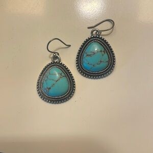 Turquoise and silver dangle earrings